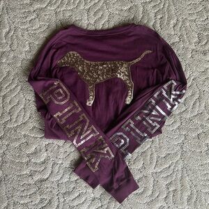 Victoria’s Secret Pink Maroon Top with Glitter Size Medium